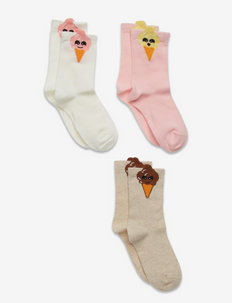 Sock 3p SG Pattern with icecre - socks & underwear - pink