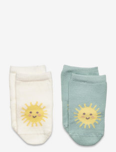 Sock 2p Baby with pattern SUN - strømper - light dusty aqua