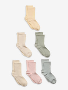Sock 6p ribb sock fashion col - strømper & undertøj - pink