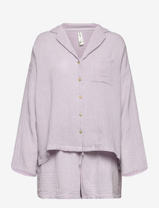 Pyjama set solid cotton gauze - pyjamas - lilac