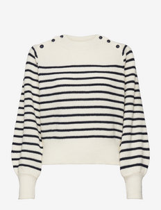 Sweater Angela buttons stripe - tröjor - white