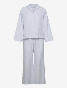 Pyjama set seersucker stripe - pyjamas - dusty blue