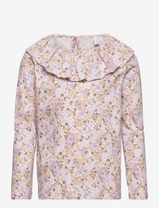 Top big collar - apdrukāts t-krekls ar garām piedurknēm - light lilac