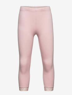 Capri leggings solid w lace - underdeler - pink