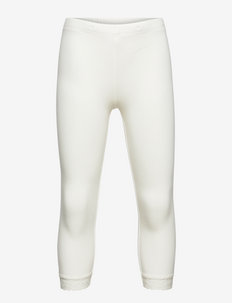 Capri leggings solid w lace - underdeler - white
