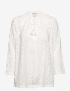Blouse Selin embroidery anglai - long sleeved blouses - white