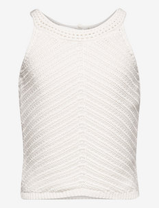 Tank top knitted white - mouwloze t-shirts - white