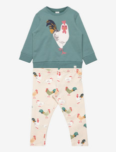 Set sweater leggings rooster - long-sleeved t-shirts - turquoise