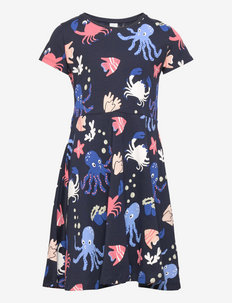 Dress crabby - short-sleeved casual dresses - blue