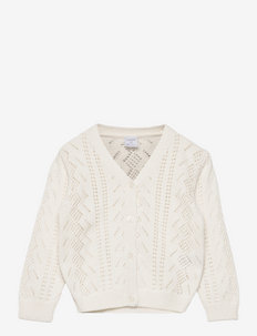 Cardigan patternknit v neck - gilets - light dusty white