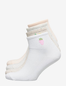Sock Ankle 4 p Fruit placement - yoga socks - white