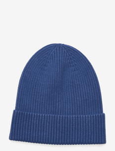 Knitted beanie basic rib - beanie cepures - blue