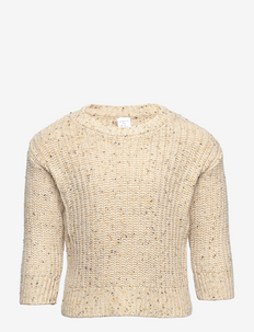 Sweater knitted melange - swetry - light beige