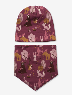 Jersey beanie and scarf forest - accessoireset voor de winter - dark dusty pink