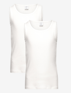Tank top 2 pack w picot edge - mouwloze t-shirts - light dusty white