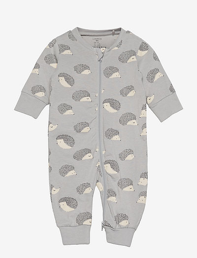 Pyjamas Hedgehog at back - sleeping overalls - grey