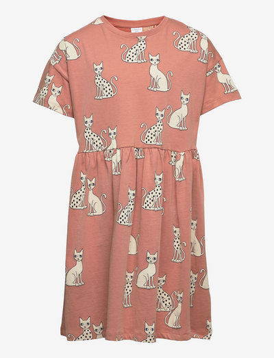 Dress dropped ss cats - short-sleeved casual dresses - beige