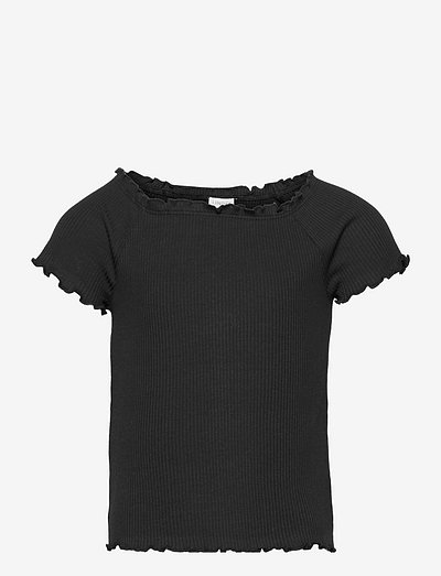 Top Stina rib - kortärmade t-shirts - black