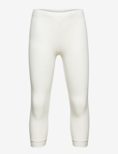 Capri leggings solid w lace - leggings - white