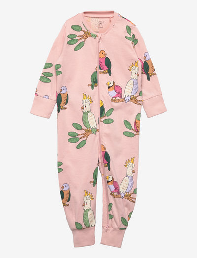 Pyjamas Birds multicolor aop - slaapoveralls - pink