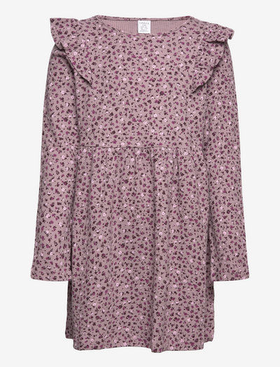 Dress waffle quality AOP flowe - långärmade vardagsklänningar - light dusty lilac