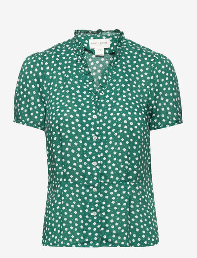 Blouse Betty with buttons and - kortermede bluser - dark green