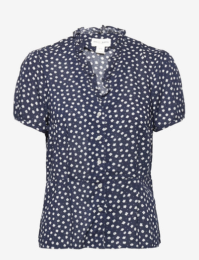 Blouse Betty with buttons and - kortermede bluser - navy