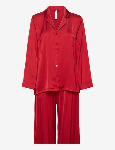 Pyjama LS satin - pyjamas - dark dusty red