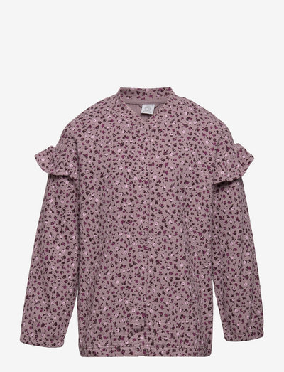 jacket waffle w frill - långärmade t-shirts - light dusty lilac