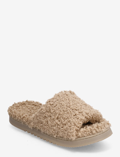 Indoor slipper teddy open toe - slippers - beige