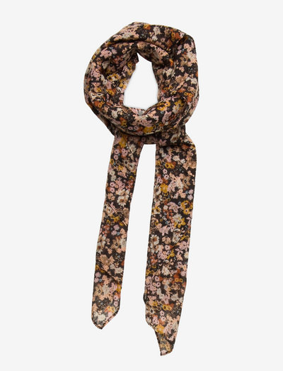 Scarf romantic flower 180x70cm - tynde tørklæder - dark brown