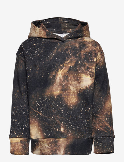 Sweatshirt hood space aop - džemperi ar kapuci - dark dusty brown