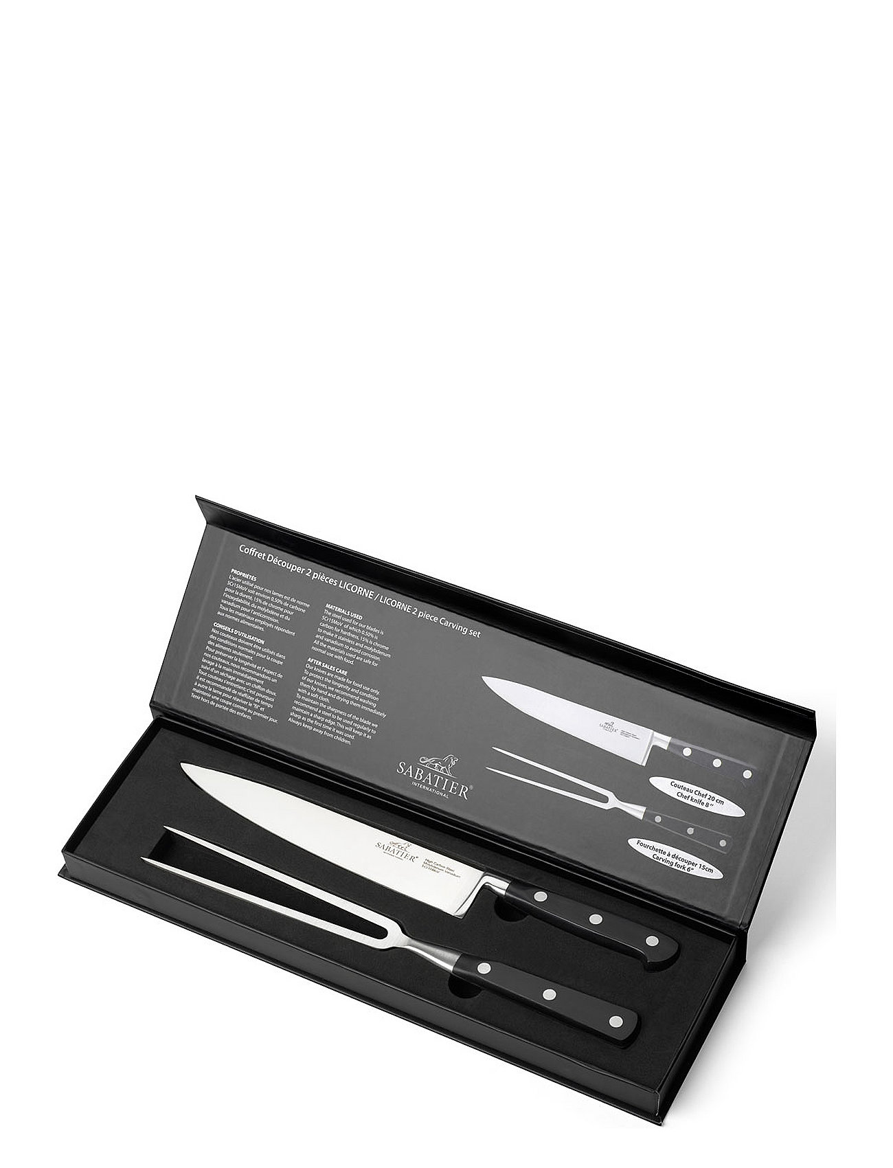 Lion Sabatier Carving Set Licorne 2-Pack Silver