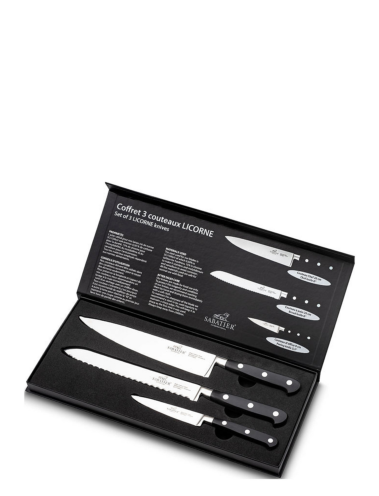 Lion Sabatier Knife Set Licorne 3-Pack Silver