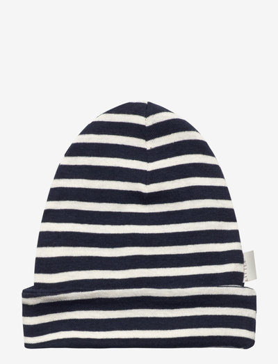Baby hat cotton - kepuraitės kūdikiams - navy ivory stripe