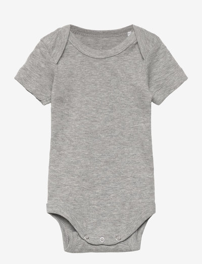 Baby body short sleeve cotton - gładkie body z krótkimi rękawami - light grey melange