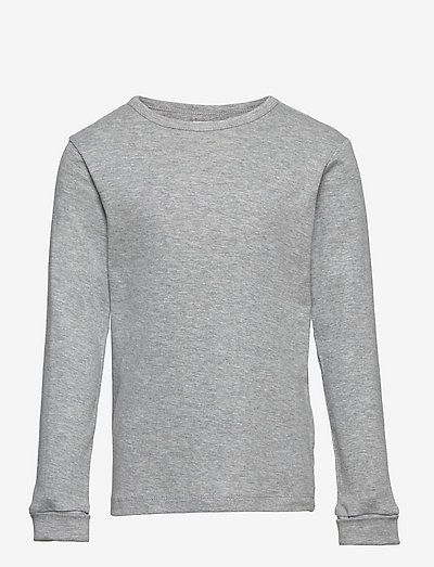 T-shirt long sleeve cotton - effen t-shirt met lange mouwen - light grey melange