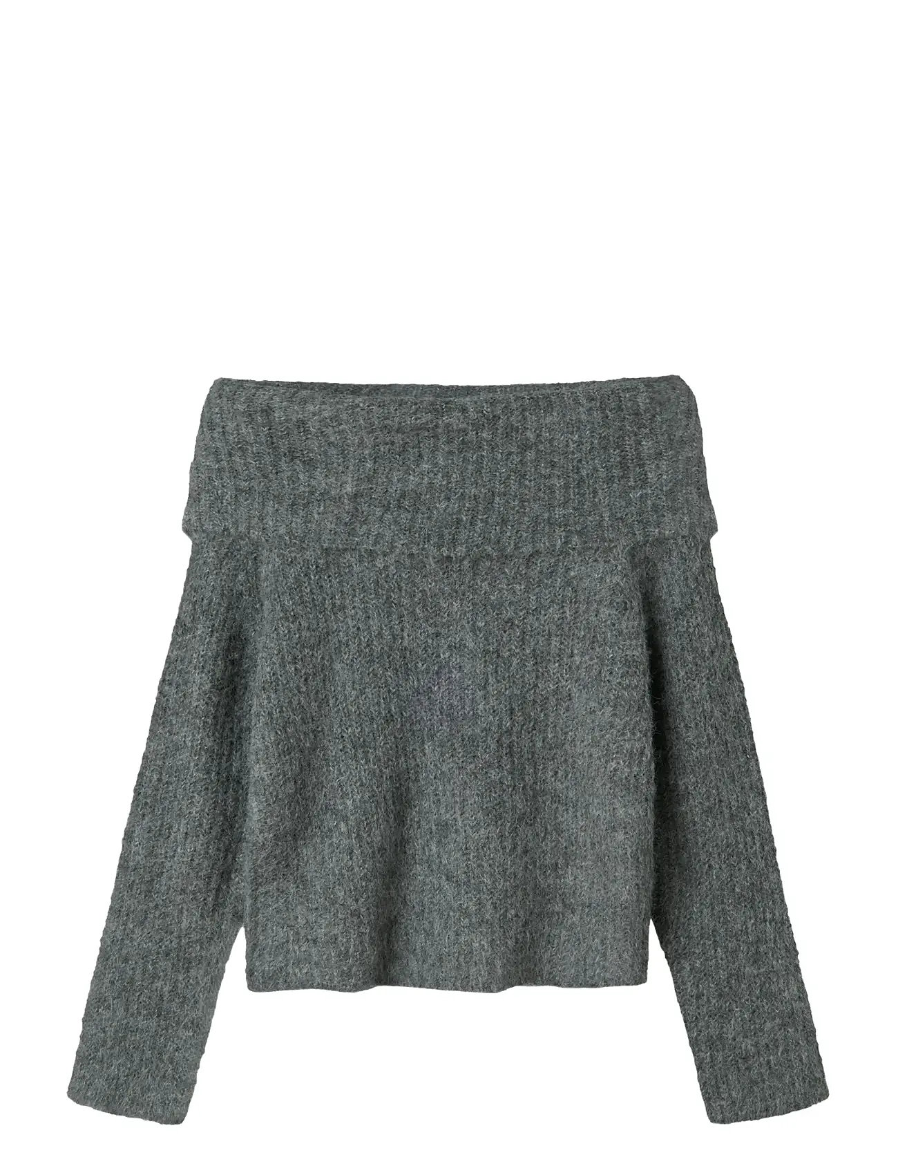 LMTD Nlfnulo Ls Kurz Fold Down Knit Grau - 158-164 - Kinder