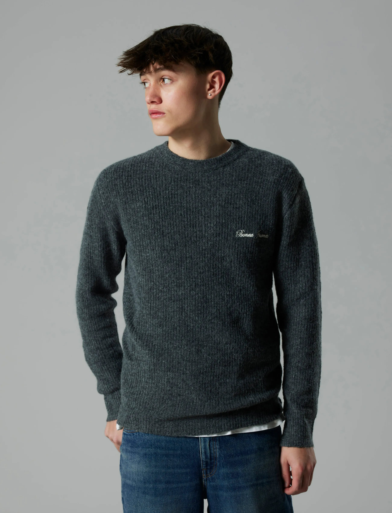 LMTD Nlmreave Ls O-Neck Knit, 134-140, Grey, Strik > Pullovere, Børn