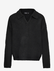 NLFNOLLEN LS SHORT KNIT W. POLO COLLAR - BLACK