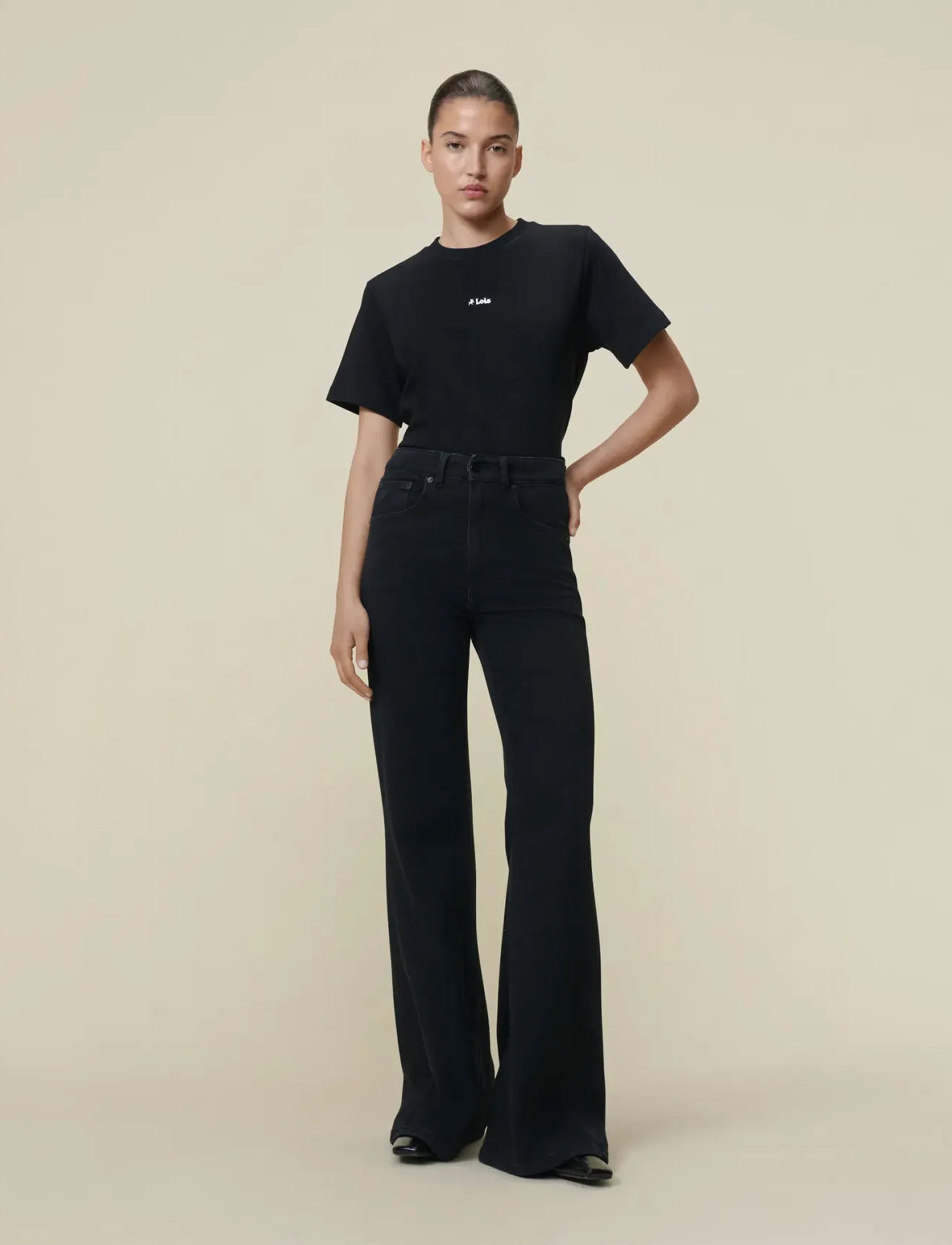 Lois Jeans Palas, 26 Tall, Black, Jeans > Flares, Dame