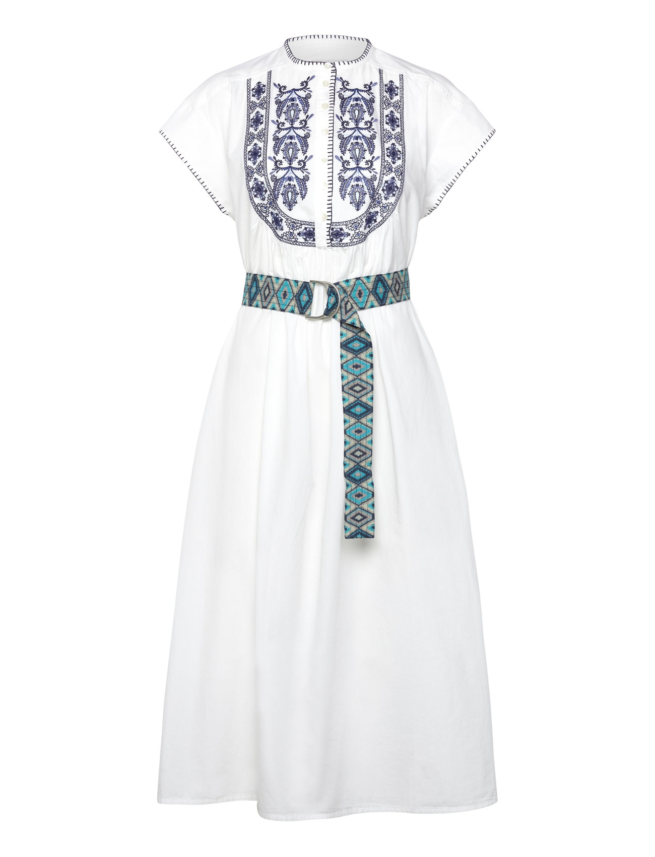 Pinjall Maxi Dress Ss Knælang Kjole White Lollys Laundry