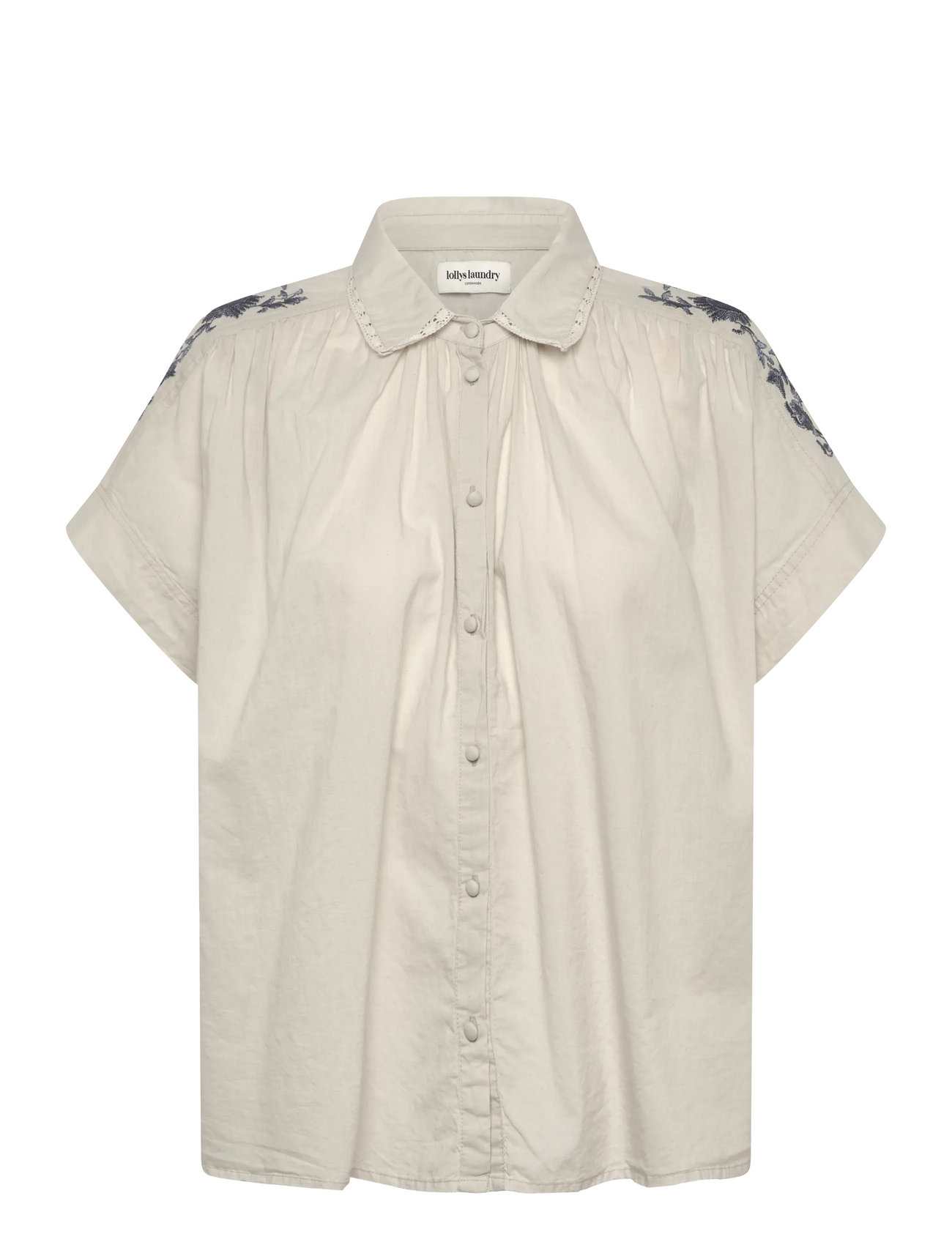 Lollys Laundry Badalll Shirt Ss, M, Grey, Skjorter > Kortærmede, Dame