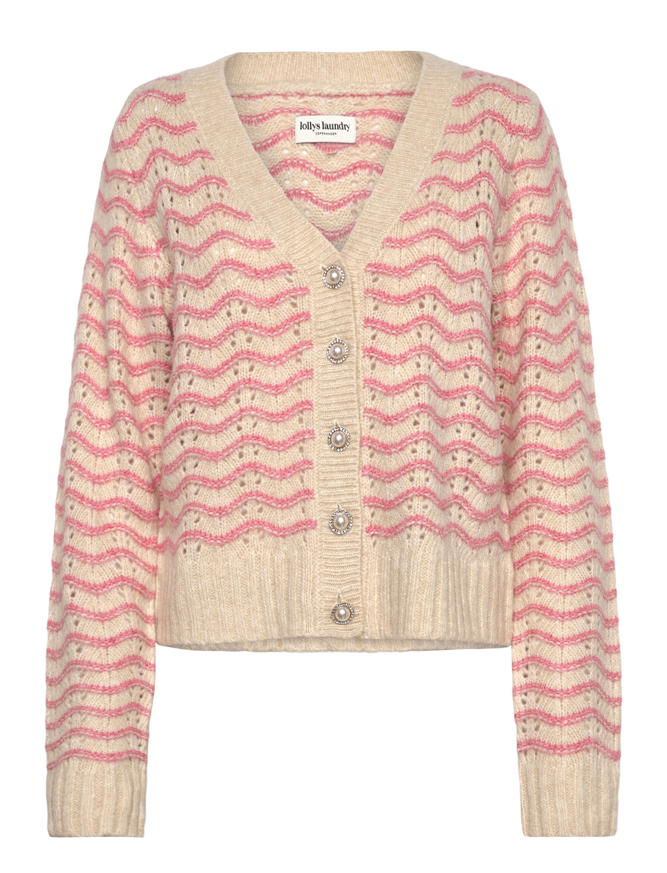 Lollys Laundry Lanoll Cardigan Knit Ls, L, Cream, Knitwear - Cardigans, Dame