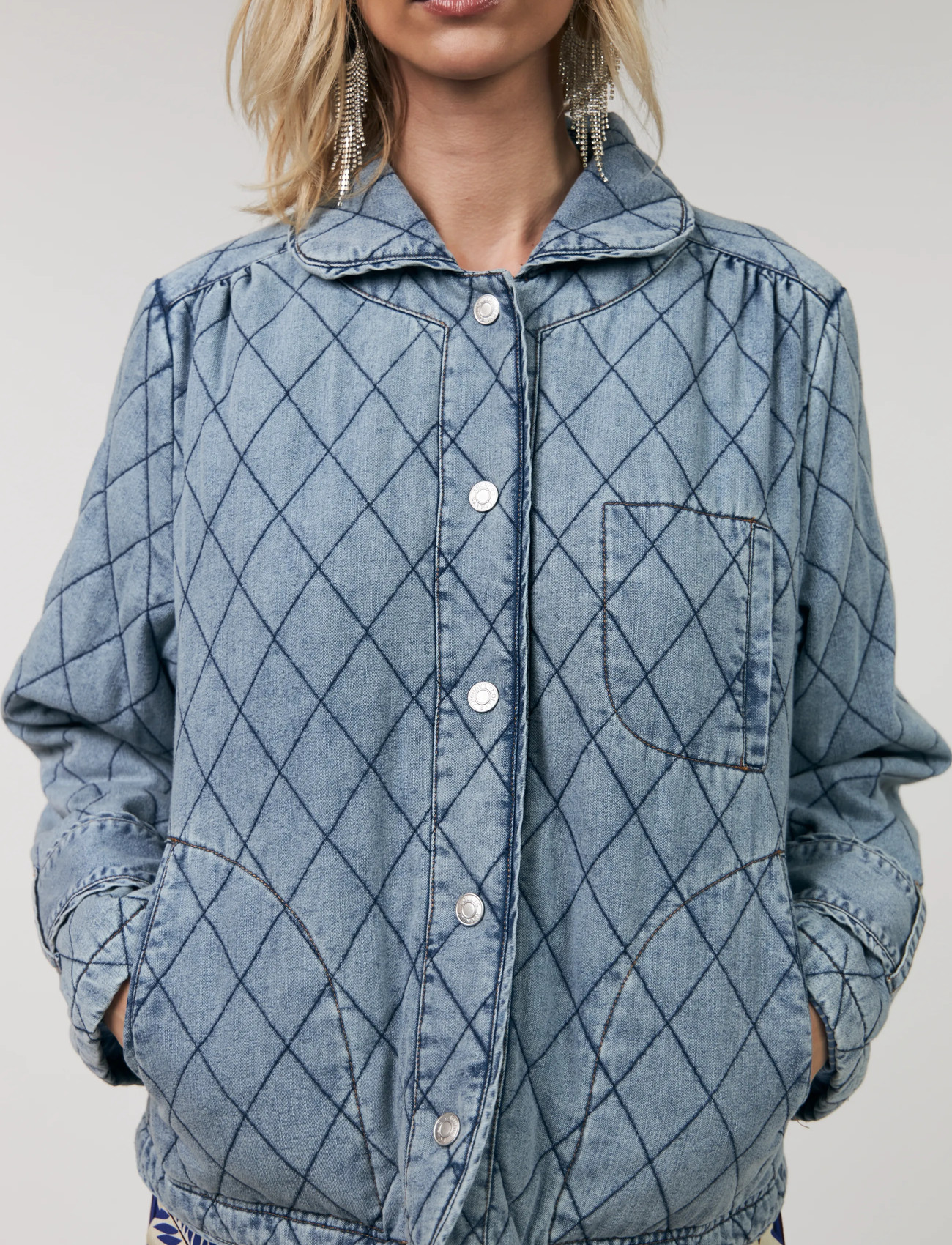 Lollys Laundry Violall Quilted Jacket Ls, XXL, Blue, Jakker > Denim, Dame