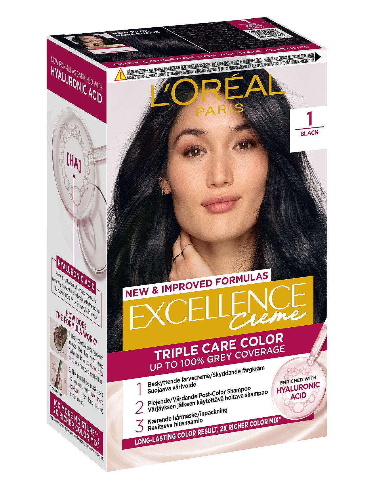 L'oréal Paris Excellence Color Cream Kit 1 Black Beauty Women Hair Care Color Treatments Nude L'Oréal Paris