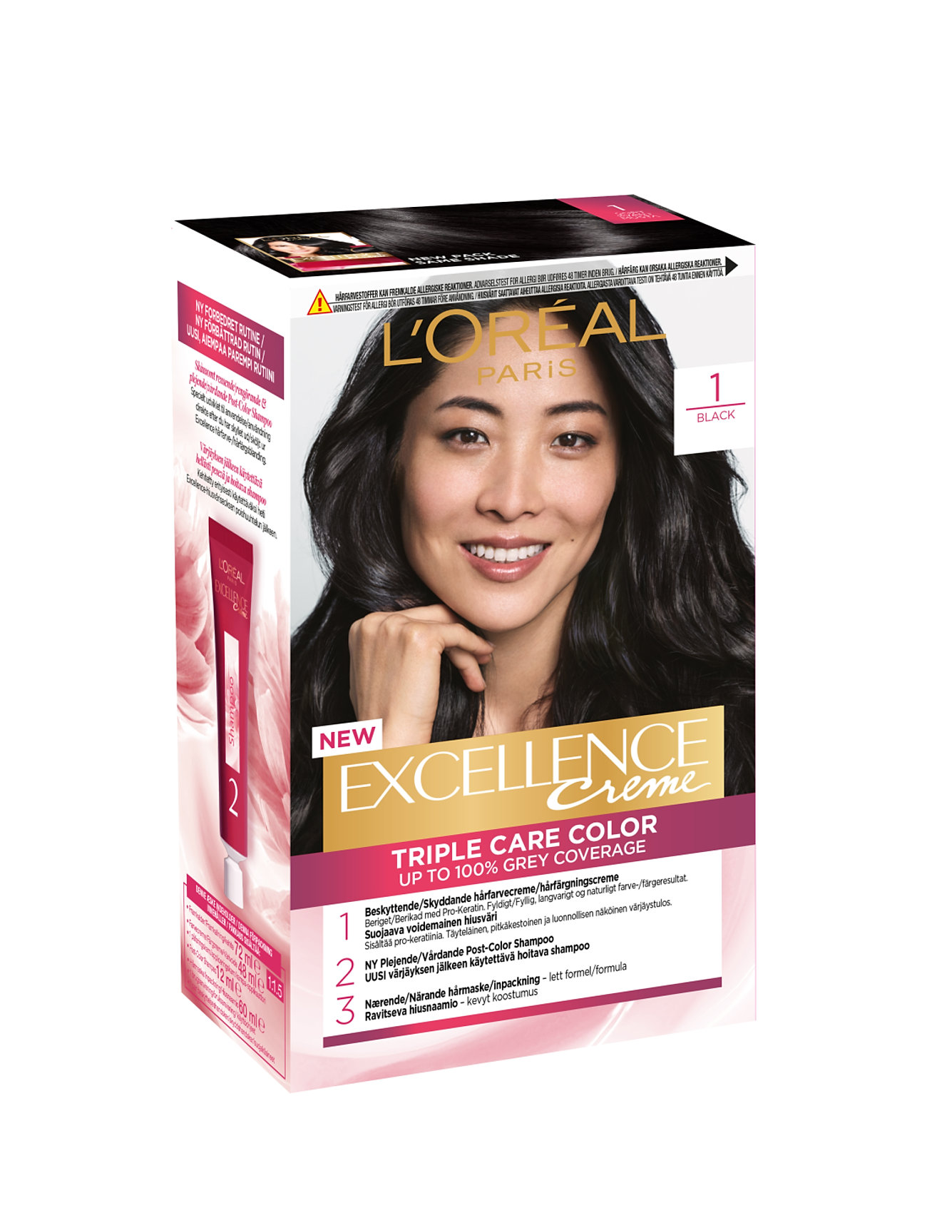 "L'Oréal Paris" "L'oréal Paris Excellence Color Cream Kit 1 Black Beauty Women Hair Care Treatments Nude L'Oréal