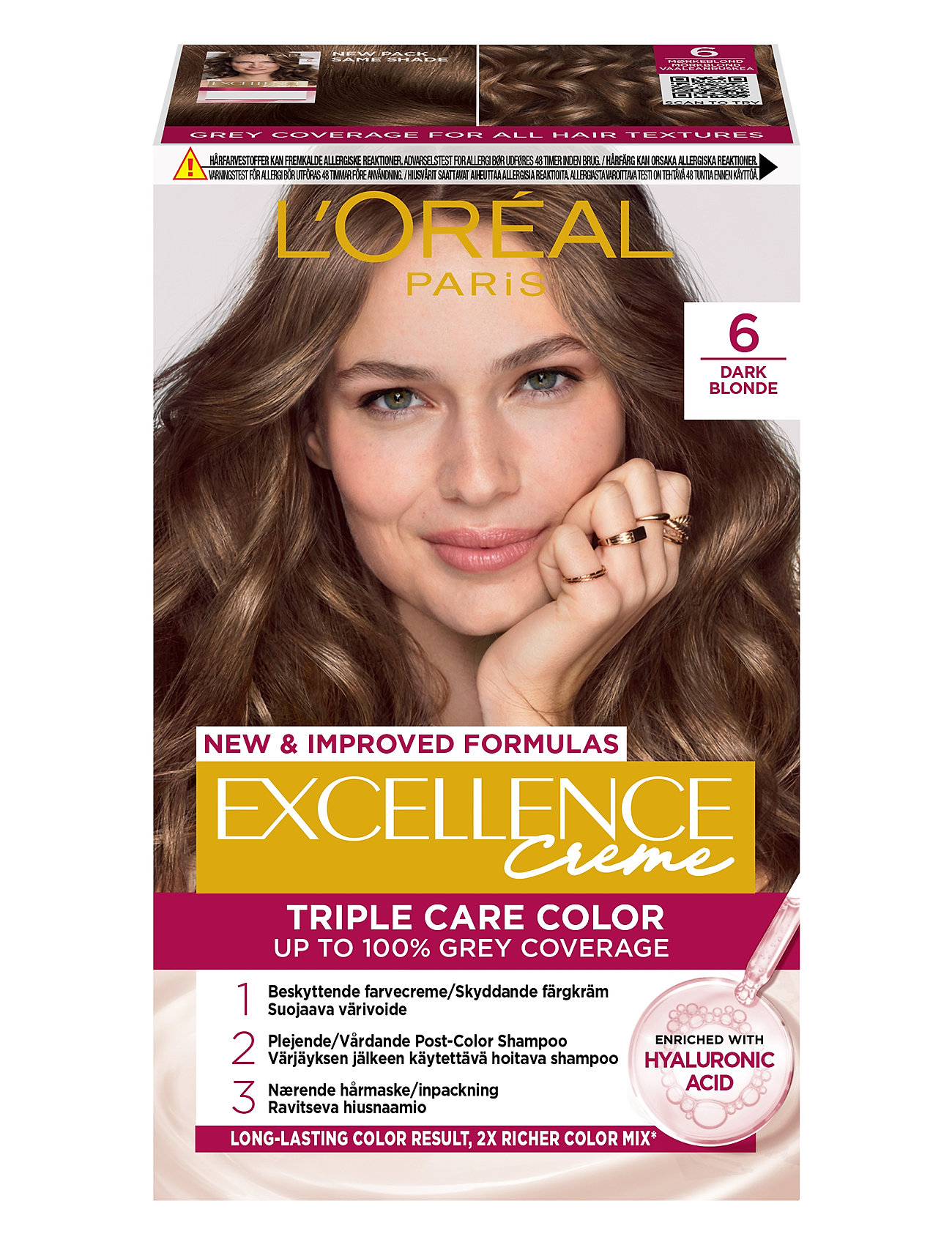 L'oréal Paris Excellence Color Cream Kit 6 Dark Blonde Beauty Women Hair Care Color Treatments Nude L'Oréal Paris