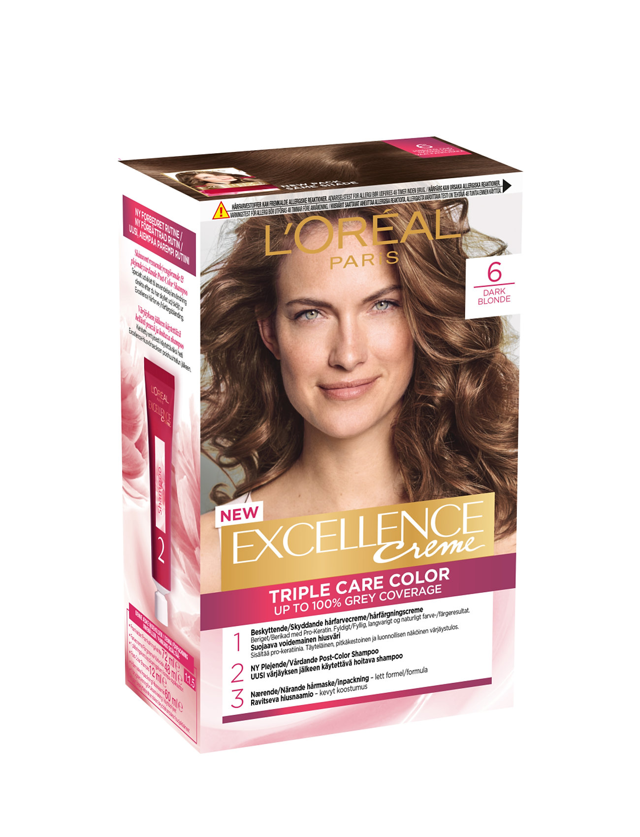 "L'Oréal Paris" "L'oréal Paris Excellence Color Cream Kit 6 Dark Blonde Beauty Women Hair Care Treatments Nude L'Oréal