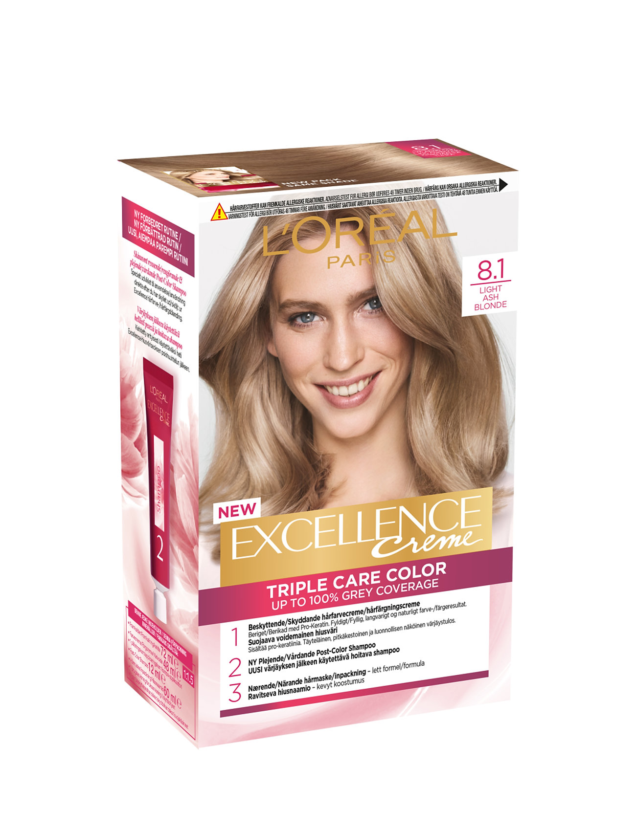 L'oréal Paris Excellence Color Cream Kit 8,1 Light Ash Blonde Beauty Women Hair Care Color Treatments Nude L'Oréal Paris